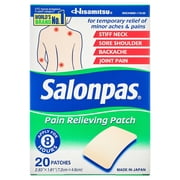 Salonpas 8 Hour Pain Relief Patch with Camphor and Menthol for Back and Muscles, 20 Count