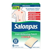 Salonpas 8 Hour Pain Relief Patch with Camphor 3.1% & Menthol 6% for Back & Muscles, Large, 6 Count