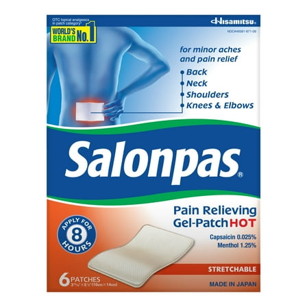 Salonpas Gel-Patch Hot Pain Relief for Muscles & Joints, 6 Count