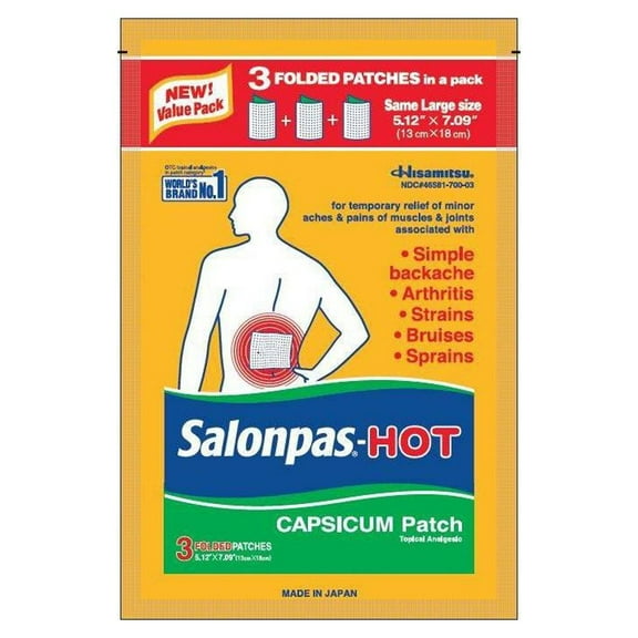 Salonpas Hot Capsicum Patch, Topical Analgesic (Pack of 11)