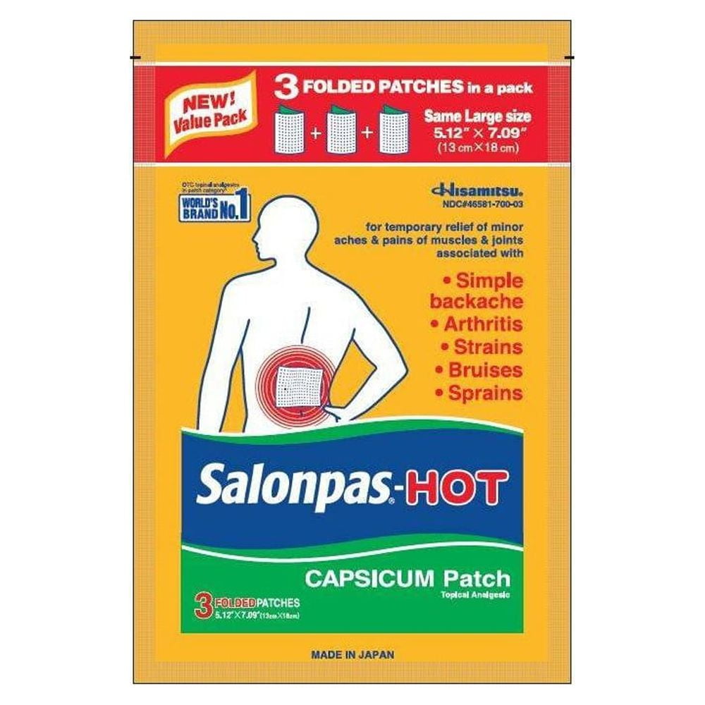 Salonpas Hot Capsicum Patch, Topical Analgesic (Pack of 18)