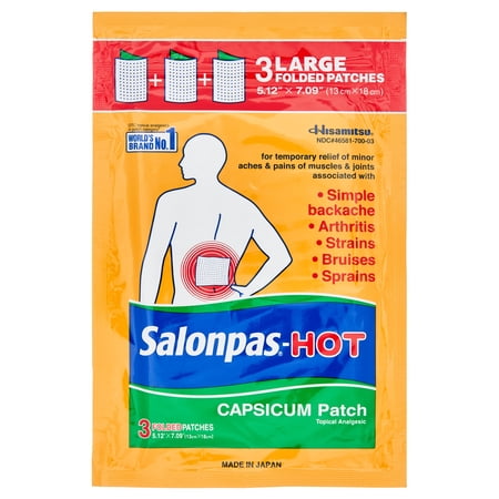 Salonpas Hot Large Unscented Pain Relief Patch with Capsicum, 3 Count, For Muscle Soreness & Joint Pain