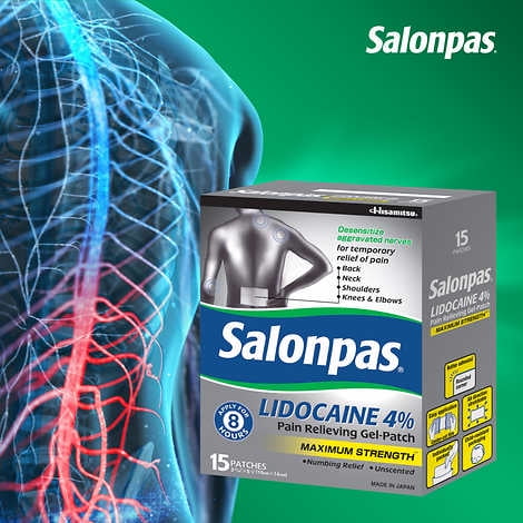 Salonpas Licodaine Pain Relieving Maximum Strength Gel Patch 15 Patches - 2 Pack