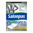 thumbnail image 1 of Salonpas Lidocaine Pain Relieving Gel-Patch with Maximum Strength Lidocaine, 6 Count, 1 of 9