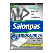 Salonpas Lidocaine Pain Relieving Gel-Patch with Maximum Strength Lidocaine, 6 Count