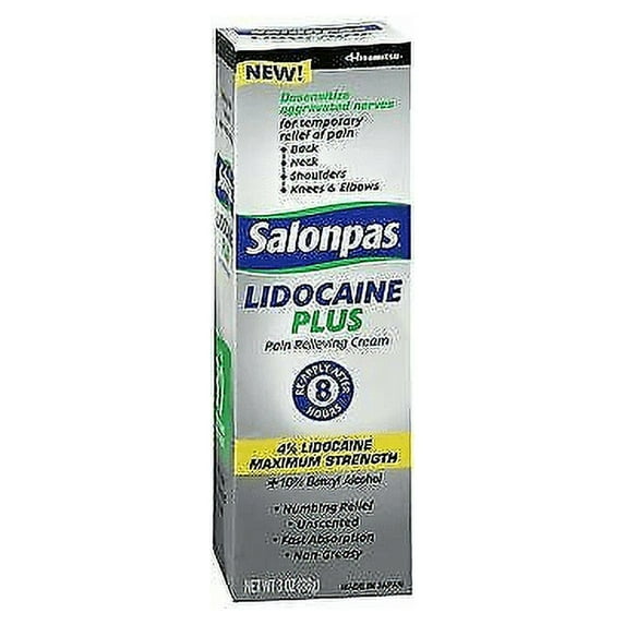 Salonpas Lidocaine Plus Pain Relieving Cream - 3 oz 5 Pack