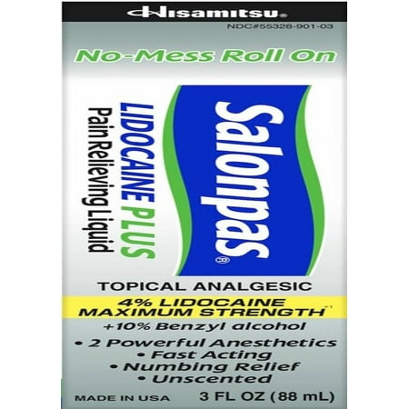 Salonpas Lidocaine Plus Pain Relieving Liquid Roll On - 3 Ounce Roll On