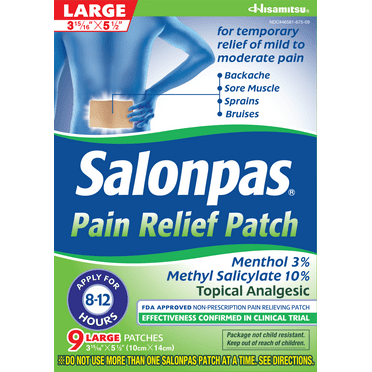 Salonpas Mild to Moderate Pain Relief Patch, Large, 9 Count