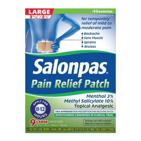 Salonpas Mild to Moderate Pain Relief Patch, Large, 9 Count