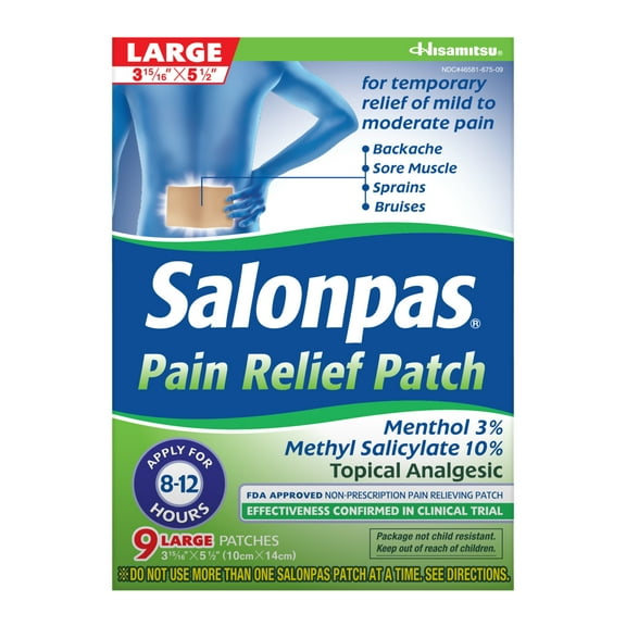 Salonpas Mild to Moderate Pain Relief Patch, Large, 9 Count
