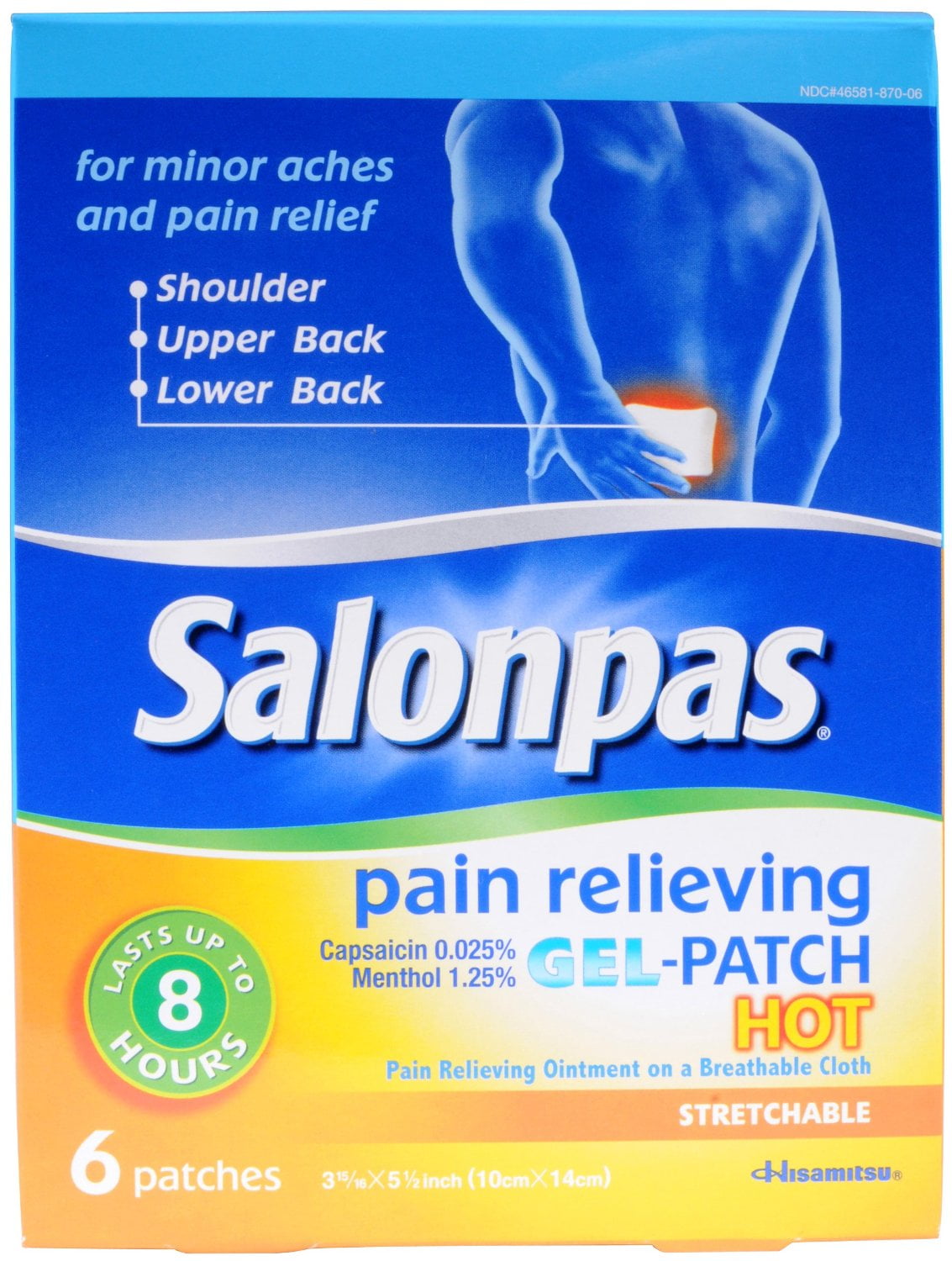 Salonpas Pain Relieving Gel-Patch, Hot, 6ct