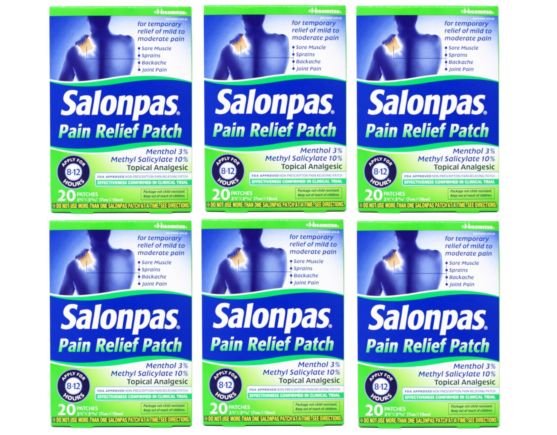 Salonpas Pain Relieving Menthol and Methyl Salicylate Patch, 20 Count