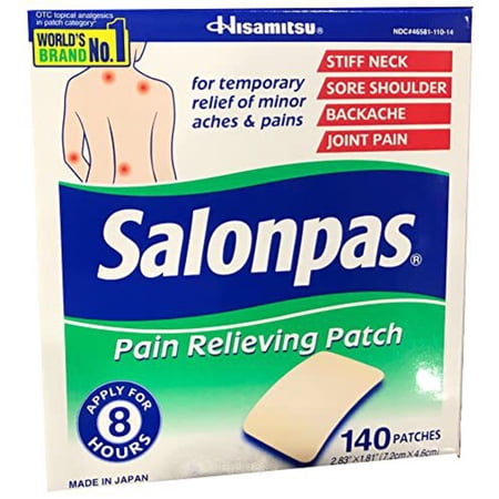 Salonpas Pain Relieving Patch 2.83" x 1.81" (Various Size Packs) (1 Box (140 Patches))