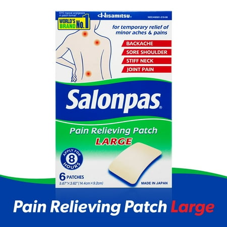 Salonpas Pain Relieving Patch, 8-Hour Pain Relief - 6 Large Patches