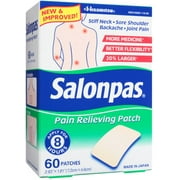 Salonpas Pain Relieving Patch for Back, Neck, Shoulder, Knee Pain and Muscle Soreness - 8 Hour Pain Relief - 60 Count