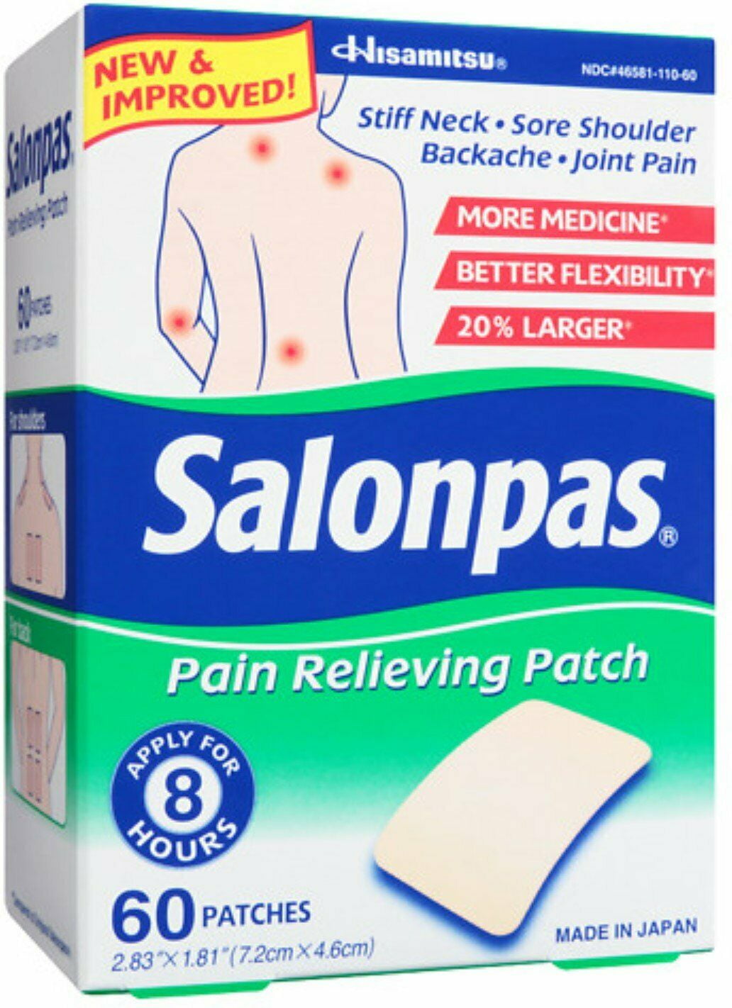 Salonpas Pain Relieving Patches - 60 patches, Pack of 6