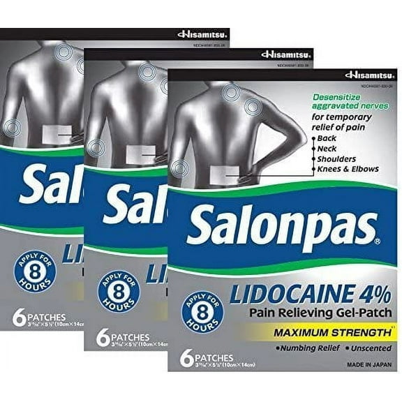 Salonpas lidocaine (3 pack) pain relieving maximum strength gel patch!