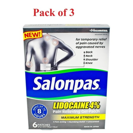 Salonpas lidocaine 3 pack pain relieving maximum strength gel patch!