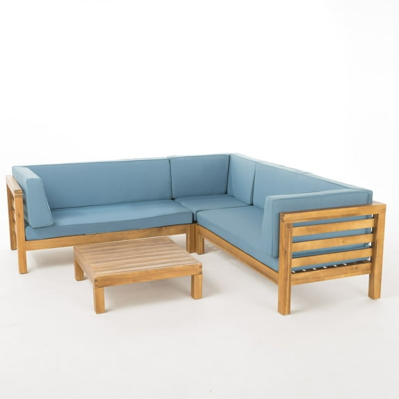 Salos 4 Piece Outdoor Wooden Sectional Set, Multiple Colors