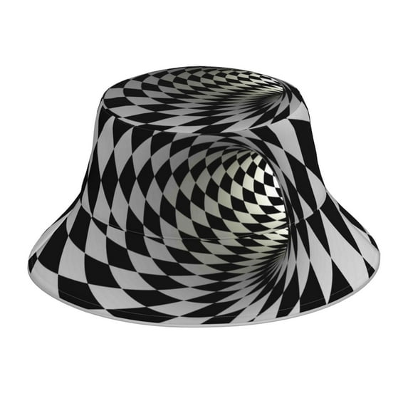 Salouo 3D Vortex Illusion Print Unisex Bucket Hat, Outdoor Summer Beach Fishing Sun Hat Fun Outdoor Vacation Hat for Men Women Teens,Reversible Double-Side-Wear