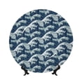 thumbnail image 1 of Salouo A Japanese Great Wave Pattern Bone China Decorative Plate,Holiday Decor Decorative Ceramic Plates with Stand Elegant Home DéCor for Hallway/Living Room/Bedroom-6in, 1 of 6