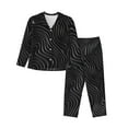 thumbnail image 1 of Salouo Abstract Black And White Waves Pattern Women's Pajamas Set Long Sleeve Button Down Sleepwear Soft Pj Lounge Sets for women 2 Piece Pjs Set with Long Pants-X-Large, 1 of 7