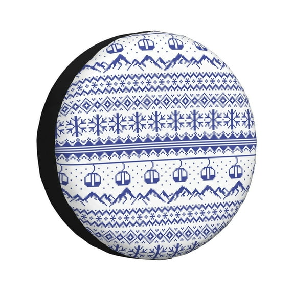 Salouo Abstract Gondola Snowflake Print Spare Tire Cover 14-17 inch Spare Tire Protector Universal Tough Tire Wheel Cover for Trailer SUV and Truck-17 inch