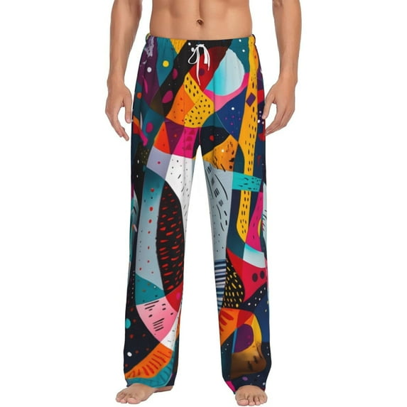 Salouo Abstract Jazz Instrumental Print Pajama Pants for Men, Lounge Pants Elastic Waistband Casual Men's sleepwear Loungewear Sleep Pajama Pant -XX-Large