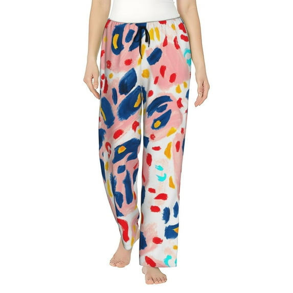 Salouo Abstract Leopard Print Print Women's Pajama Pants Casual Loose Sweatpants PJs Flowy Pants Drawstring Palazzo for Women Wide Leg Pants Lounge Pajama -XX-Large