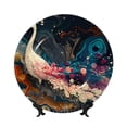 thumbnail image 1 of Salouo Abstract Peacock Painting Pattern Bone China Decorative Plate,Holiday Decor Decorative Ceramic Plates with Stand Elegant Home DéCor for Hallway/Living Room/Bedroom-8in, 1 of 6