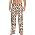 thumbnail image 1 of Salouo Abstract Pink Plaid Butterfly Print Pajama Pants for Men, Lounge Pants Elastic Waistband Casual Men's sleepwear Loungewear Sleep Pajama Pant -Medium, 1 of 7
