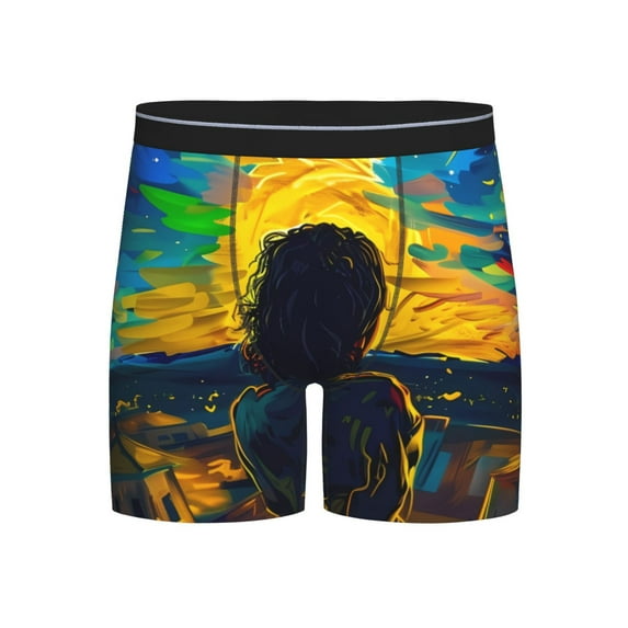 Salouo Abstract Starry Sky Pattern Men's Boxer Briefs, Soft & Breathable Underwear Elastic Waistband Briefs for Men,1-Pack