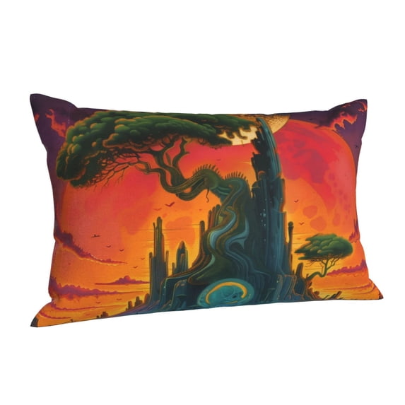 Salouo Abstract Tree Castle Pattern Pillow Cases,1PC Pillow Covers with Envelope Closure Decorative Pillow Case for Bed Couch,Pillows Not Included-14"x20"