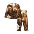 thumbnail image 1 of Salouo Adorable Calf Butterflies Champagne Pattern Women's Pajamas Set Long Sleeve Button Down Sleepwear Soft Pj Lounge Sets for women 2 Piece Pjs Set with Long Pants-Small, 1 of 7