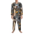 thumbnail image 1 of Salouo Adorable Llama In Flowers Print Button-Front Long Sleeve Pajama Set for Men, Soft 2Pjs Men's Long Sleeve Sleepwear -XX-Large, 1 of 7