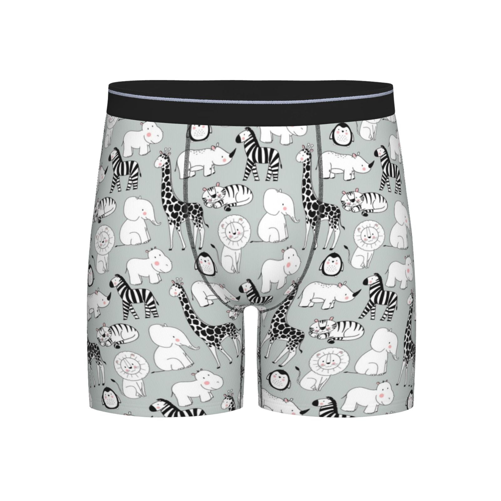 Salouo African Animals Pattern Men's Boxer Briefs, Soft & Breathable