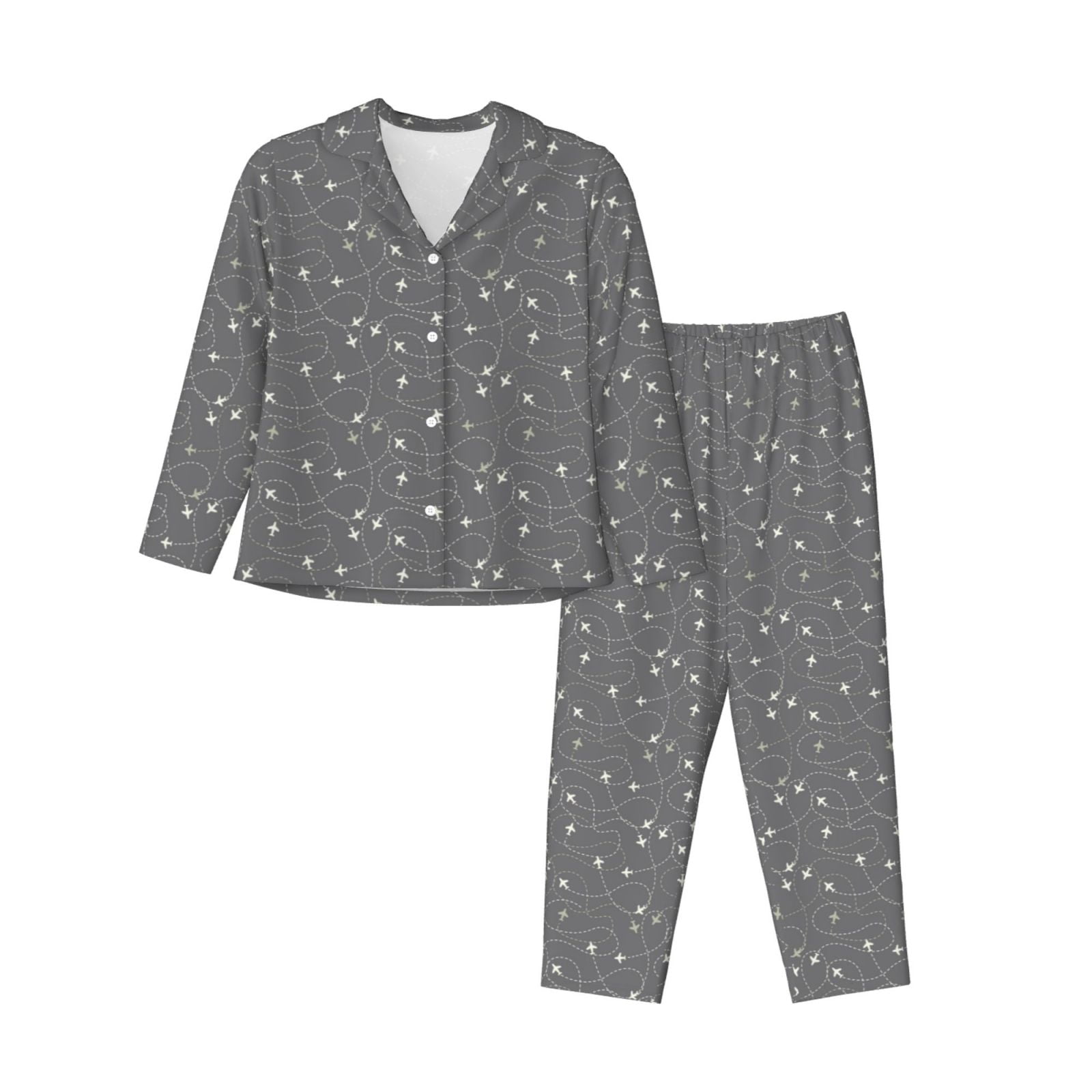 Salouo Airplane Routes Around The World Pattern Women's Pajamas Set ...