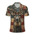 thumbnail image 1 of Salouo American Flag Deer Art for Men's Short Sleeve Polo Shirts,Polo Shirts for Men Performance Short Sleeve Golf Shirt Athletic Casual Collared T-Shirt-XX-Large, 1 of 8