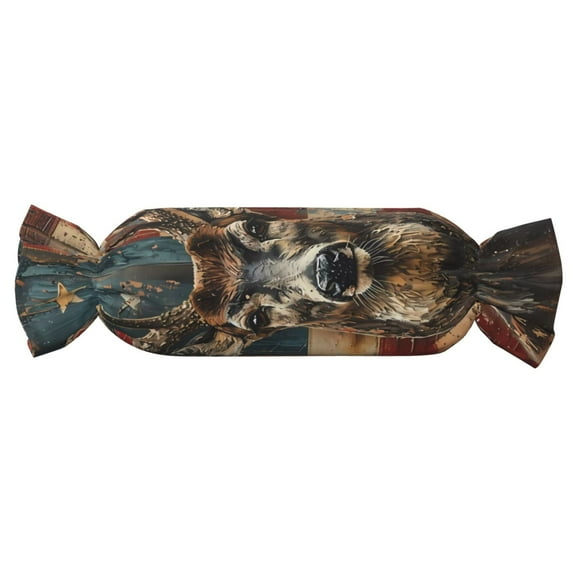 Salouo American Flag Deer Art Pattern Cute Bolster Pillow,Cylindrical Pillow Long Pillow for Bed Round Side Pillow for Knee/Leg/Neck ,- Length 24.4" x 9.8" Diameter