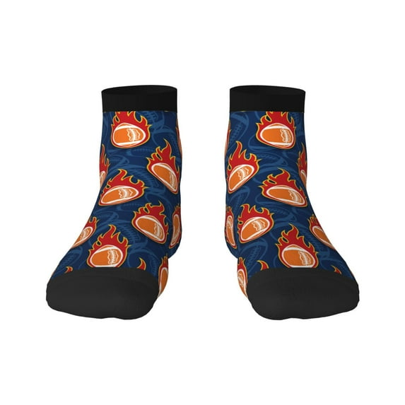 Salouo American Football and Fire Flames Pattern Unisex Middle Tube Socks,Middle-Finger Knee High Socks Over The Calf Tube Stocking Crew Stockings for Women and Men Tube Socks