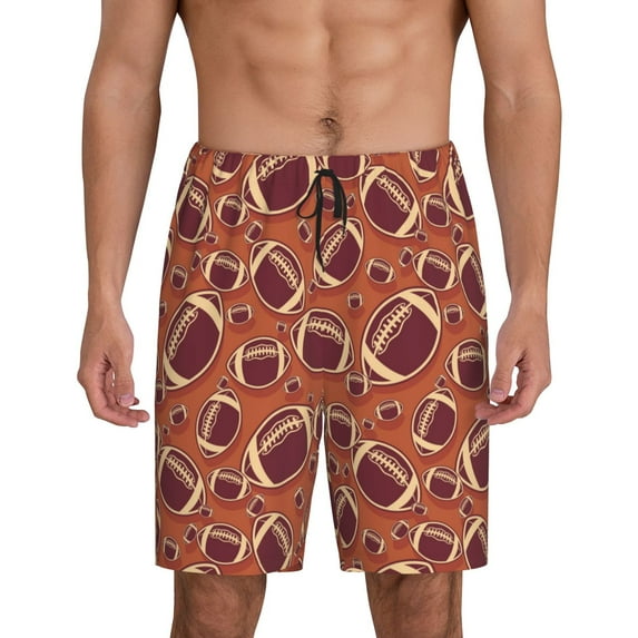Salouo American Football1 Pattern Men's Sleep Pajama Shorts,Pajama Bottoms Elastic Waistband Sleep Pajama Short PJ Shorts for Men -3X-Large