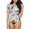 thumbnail image 1 of Salouo Animal Bird for Women's Short Sleeve Bodysuit,Sexy Bodysuits One Piece Round Neck Bodysuit Shapewear Tummy Control-X-Large, 1 of 7