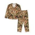 thumbnail image 1 of Salouo Animal Leopard Pattern Women's Pajamas Set Long Sleeve Button Down Sleepwear Soft Pj Lounge Sets for women 2 Piece Pjs Set with Long Pants -Large, 1 of 8