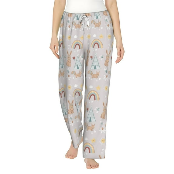 Salouo Animals In Tribe Print Women's Pajama Pants Casual Loose Sweatpants PJs Flowy Pants Drawstring Palazzo for Women Wide Leg Pants Lounge Pajama -XX-Large