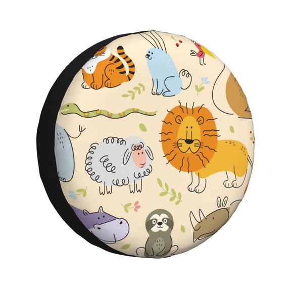 Salouo Animals Print Spare Tire Cover 14-17 inch Spare Tire Protector Universal Tough Tire Wheel Cover for Trailer SUV and Truck-14 inch