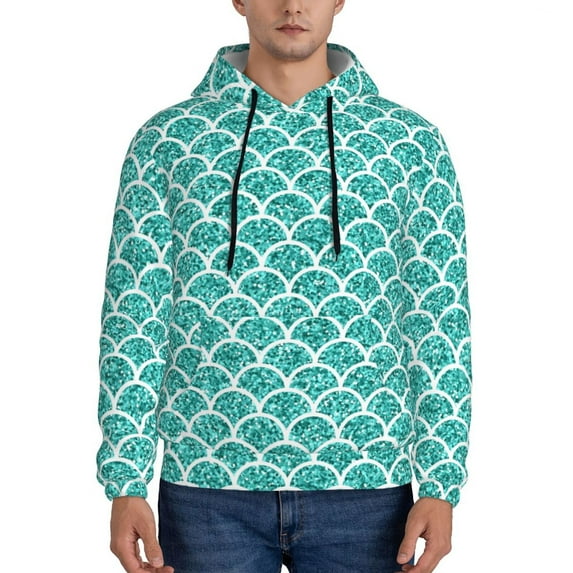Salouo Aquamarine Glitter1 Pattern Men's Fall Hoodie Sweatshirt,Sport Hoodie with Pockets for Men Pullover Casual Hooded Sweatshirt-3X-Large