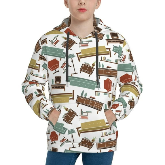 Salouo Art Of Living Pattern Hoodie Sweatshirt for Youth, Fall Pullover Hoodie Sweatshirt Long-Sleeve Pullover Hooded Sweatshirt-X-Large