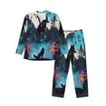 thumbnail image 1 of Salouo Artistic Moon Valley Wolf Print Button-Front Long Sleeve Pajama Set for Men, Soft 2Pjs Men's Long Sleeve Sleepwear-XX-Large, 1 of 7
