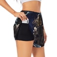 thumbnail image 1 of Salouo Astronaut Print Women's 2 in 1 Running Shorts Double-Layer Shorts Athletic Workout Gym Yoga Shorts Running Shorts for Women-Small, 1 of 7