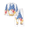 thumbnail image 1 of Salouo Autumn Funny Gnomes Pattern Women's Pajamas Set Long Sleeve Button Down Sleepwear Soft Pj Lounge Sets for women 2 Piece Pjs Set with Long Pants -Medium, 1 of 8